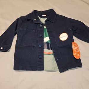 2 Piece Infant Boy Jean Jacket  & Nature Sage Green T-Shirt